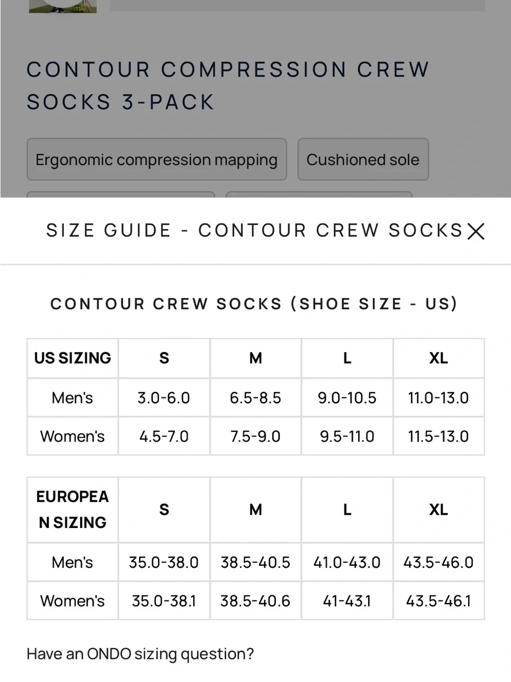 Ondo Unisex CONTOUR COMPRESSION CREW SOCKS 3-PACK (Carbon Black) XL